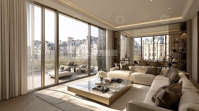 高清大图下载【趣麦麦图】现代轻奢公寓客厅