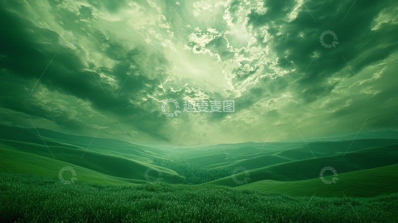 高清大图下载【趣麦麦图】绿色山峦天空