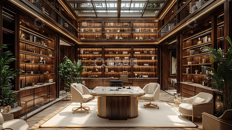 高清大图下载【趣麦麦图】奢华书房设计