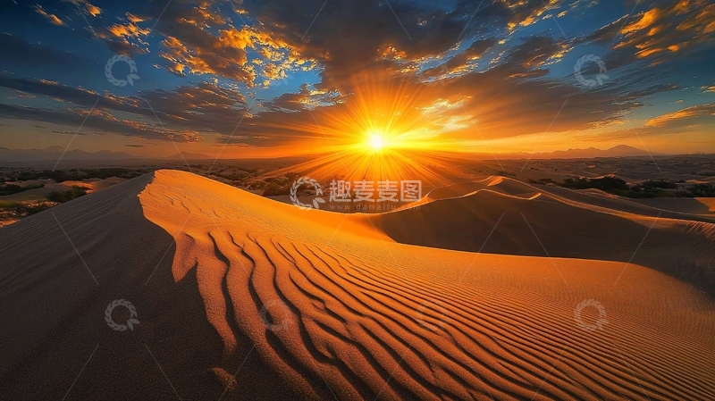 高清大图下载【趣麦麦图】沙漠日落
