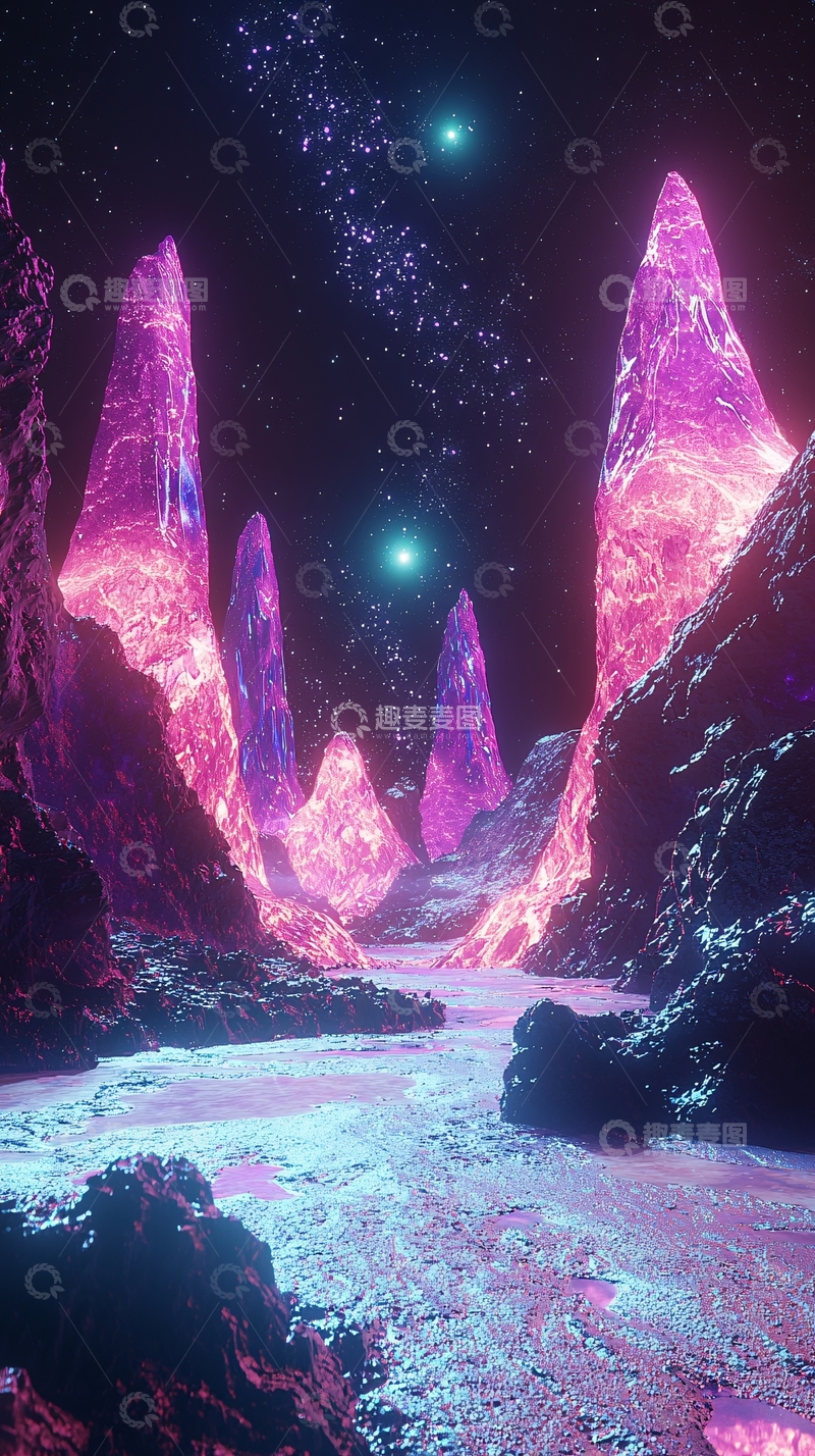 高清大图下载【趣麦麦图】梦幻紫粉色宇宙峡谷