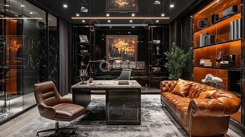 高清大图下载【趣麦麦图】高端大气现代化书房