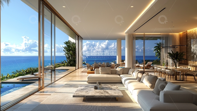 高清大图下载【趣麦麦图】海景别墅客厅