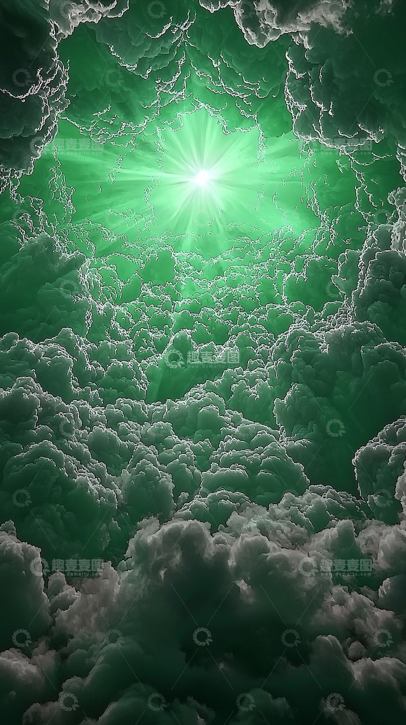 高清大图下载【趣麦麦图】绿光云海