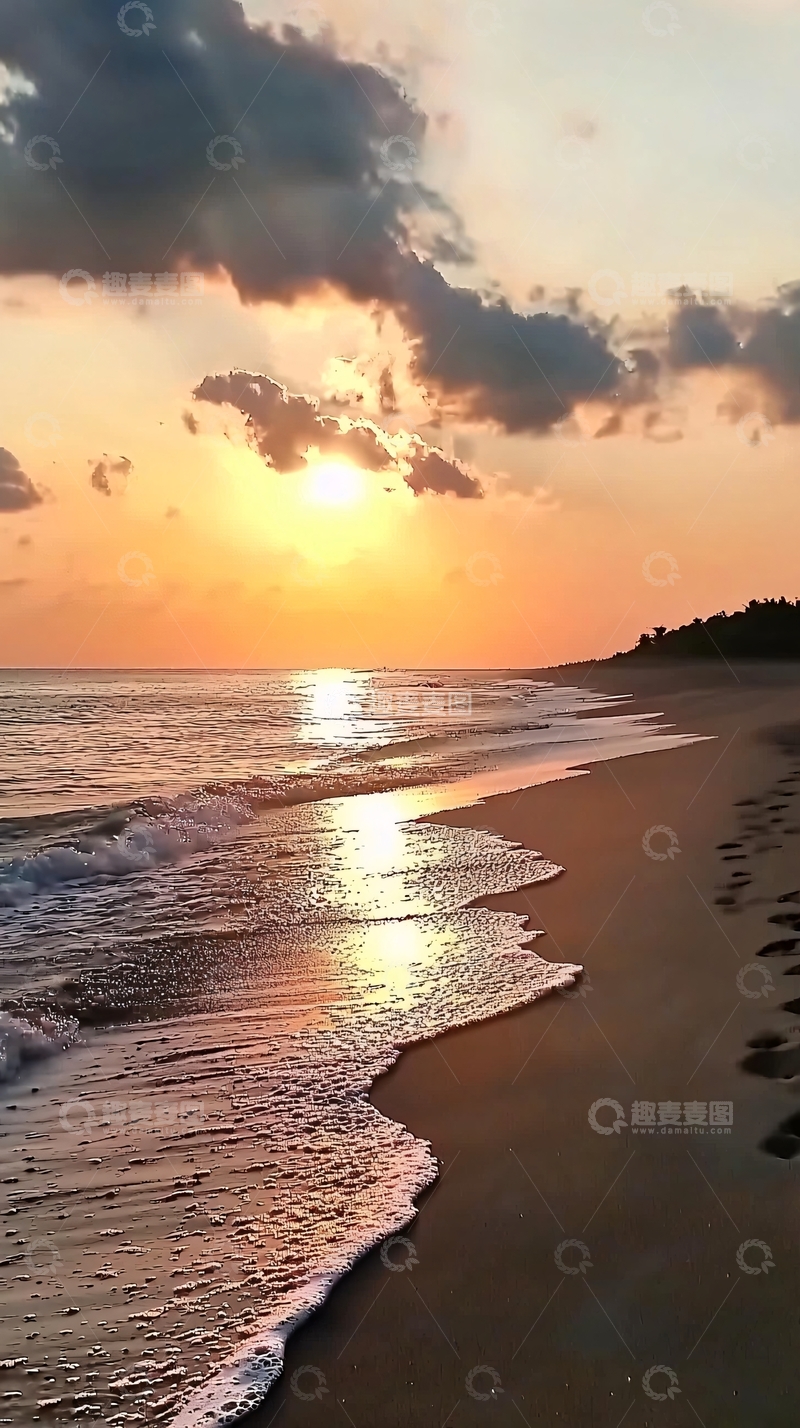 高清大图下载【趣麦麦图】海滩日落景色
