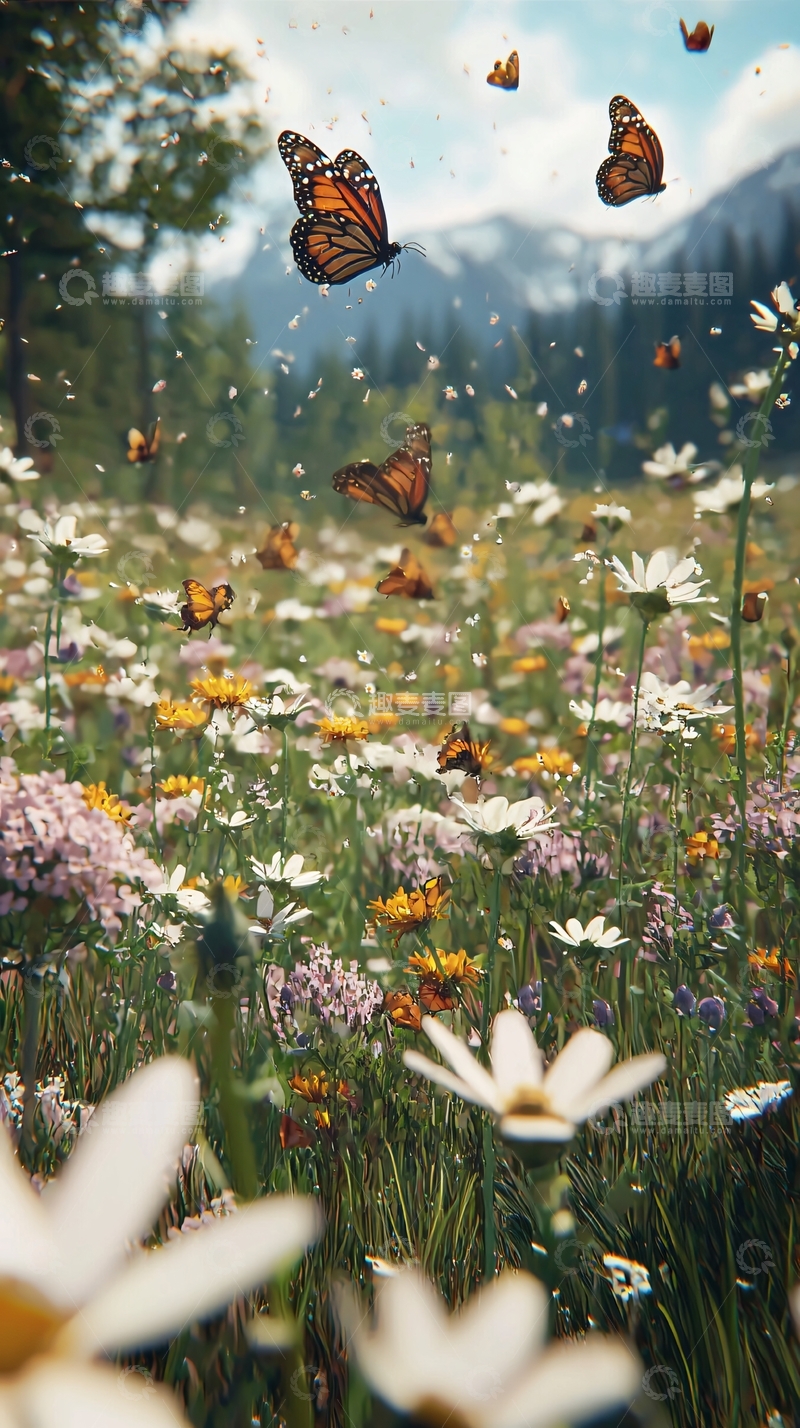 高清大图下载【趣麦麦图】蝴蝶花海