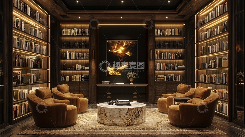高清大图下载【趣麦麦图】豪华家庭图书馆
