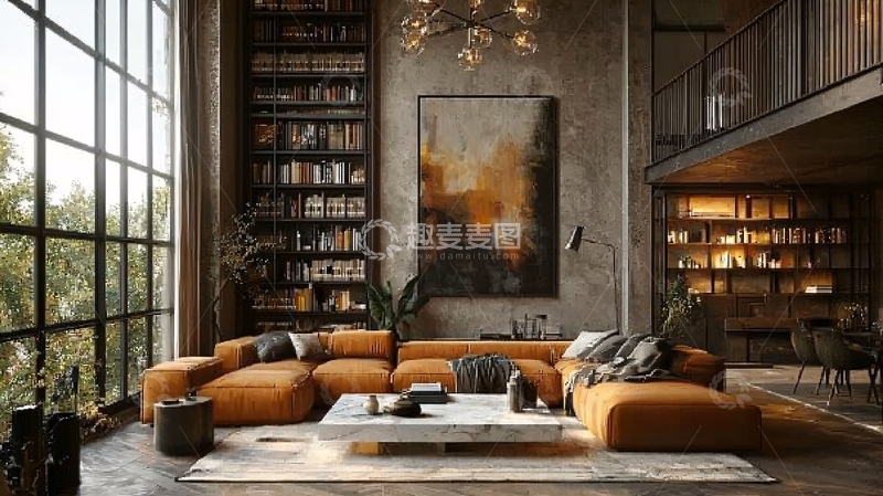 高清大图下载【趣麦麦图】豪华复式公寓客厅