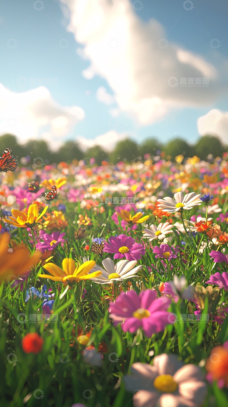 高清大图下载【趣麦麦图】彩色野花田
