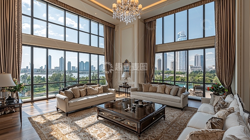 高清大图下载【趣麦麦图】豪华落地窗客厅采光好