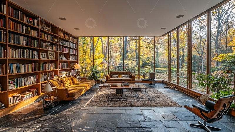 高清大图下载【趣麦麦图】落地窗书房
