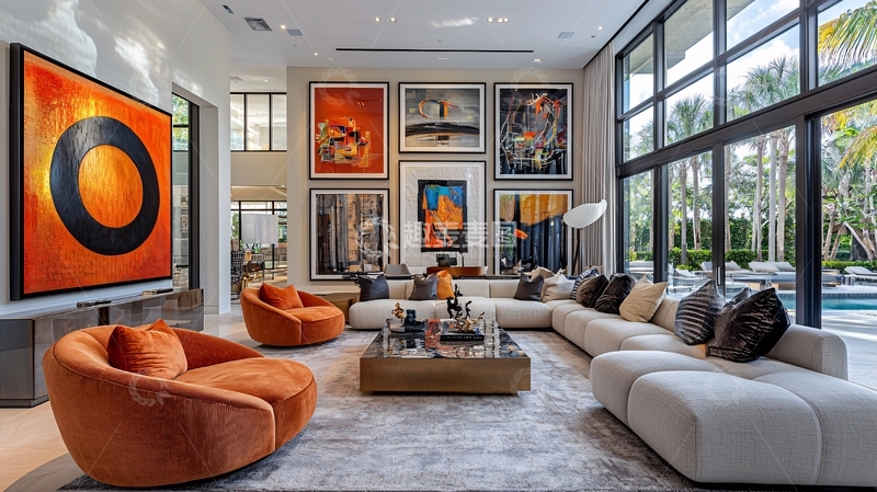 高清大图下载【趣麦麦图】现代简约客厅装饰画