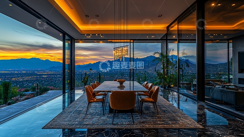 高清大图下载【趣麦麦图】现代极简主义山景餐厅
