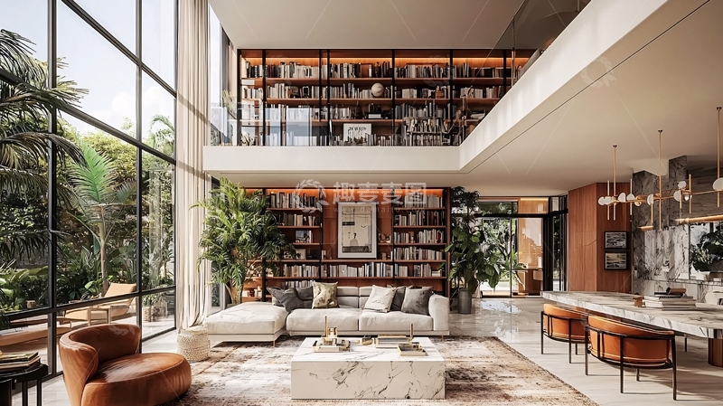高清大图下载【趣麦麦图】挑高客厅