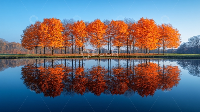 高清大图下载【趣麦麦图】秋日树木倒影