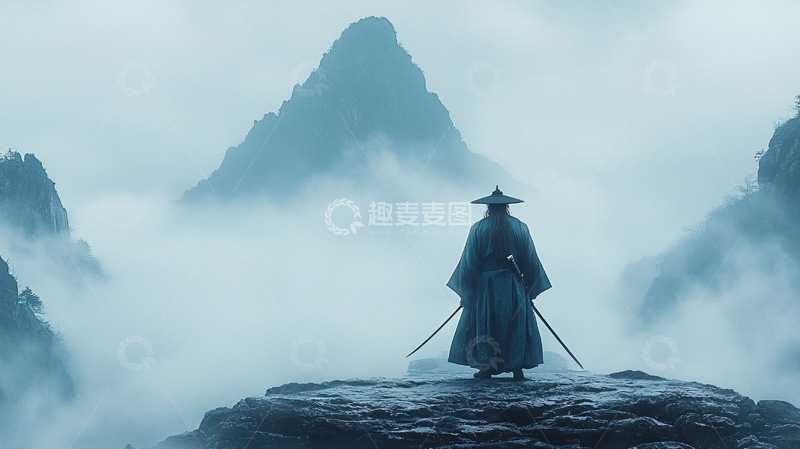 高清大图下载【趣麦麦图】雾中武士