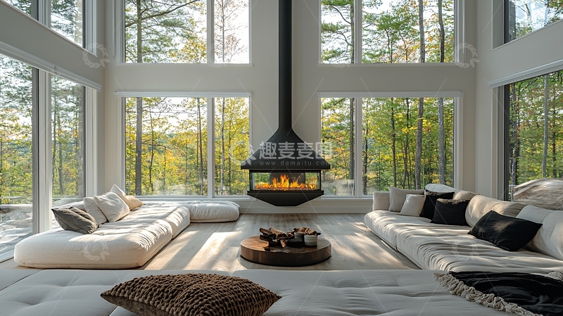 高清大图下载【趣麦麦图】现代简约落地窗客厅