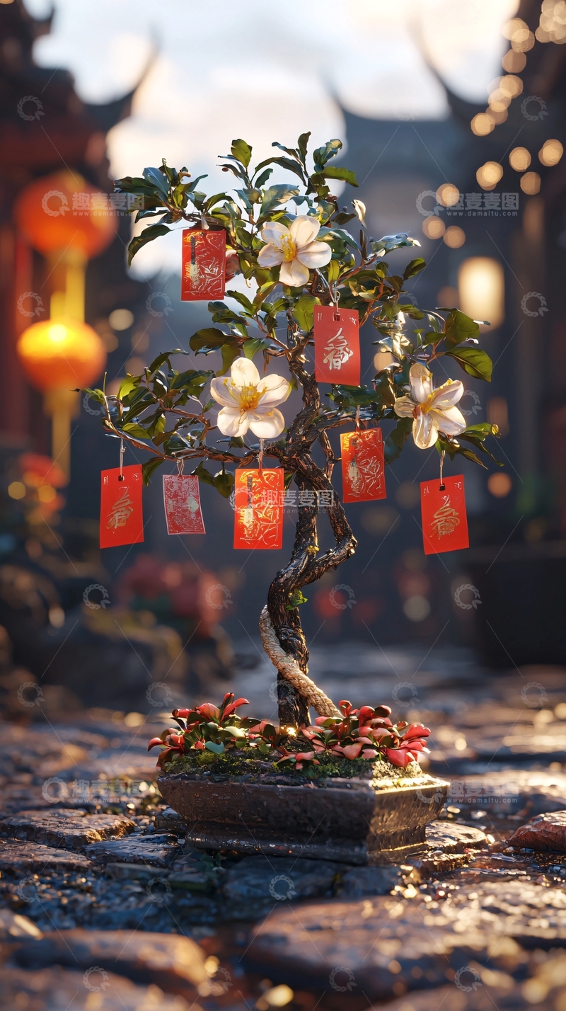 高清大图下载【趣麦麦图】新年盆栽