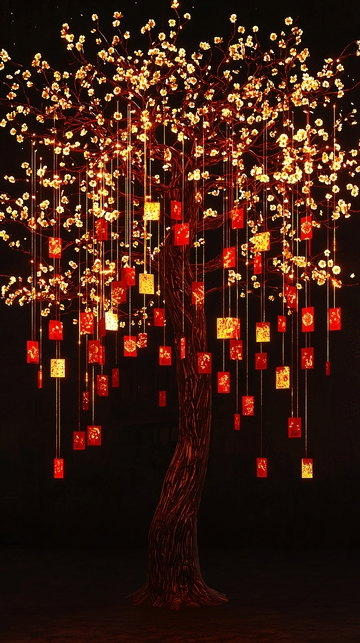 光影璀璨的祈福许愿树
