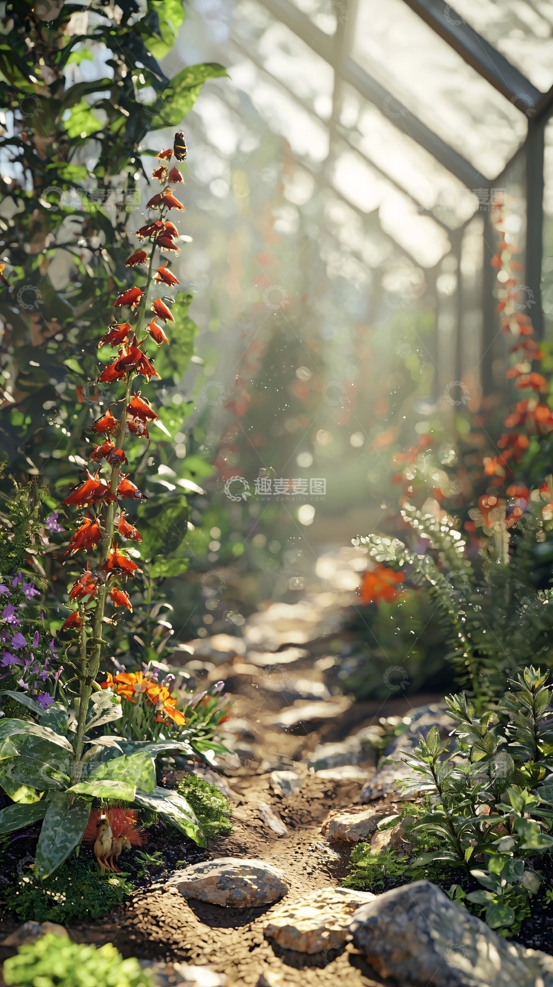 高清大图下载【趣麦麦图】阳光透过玻璃温室