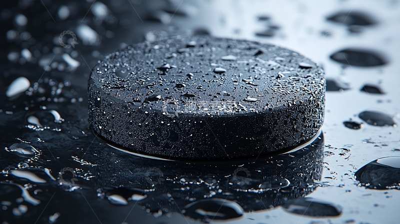 高清大图下载【趣麦麦图】黑色圆片上的水滴特写