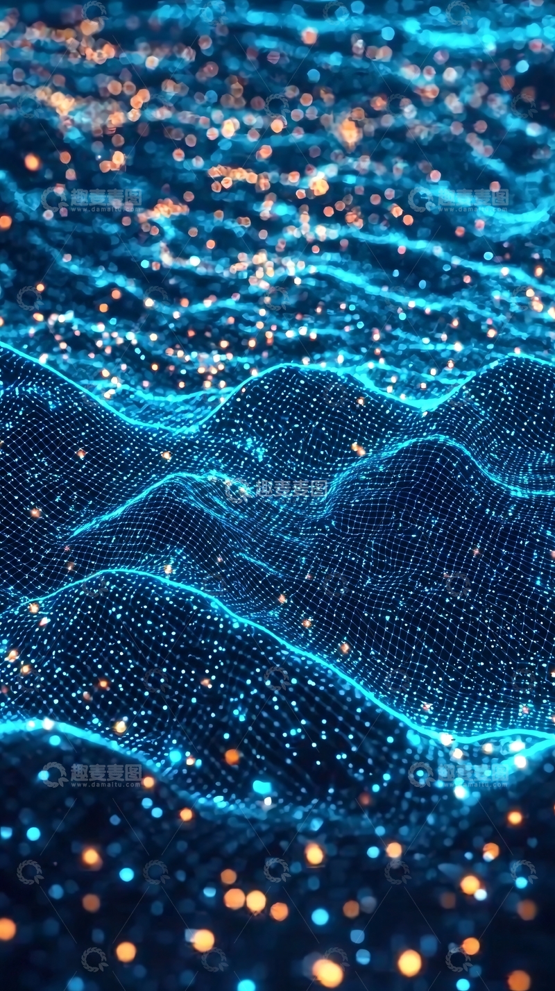 高清大图下载【趣麦麦图】蓝色粒子波浪21