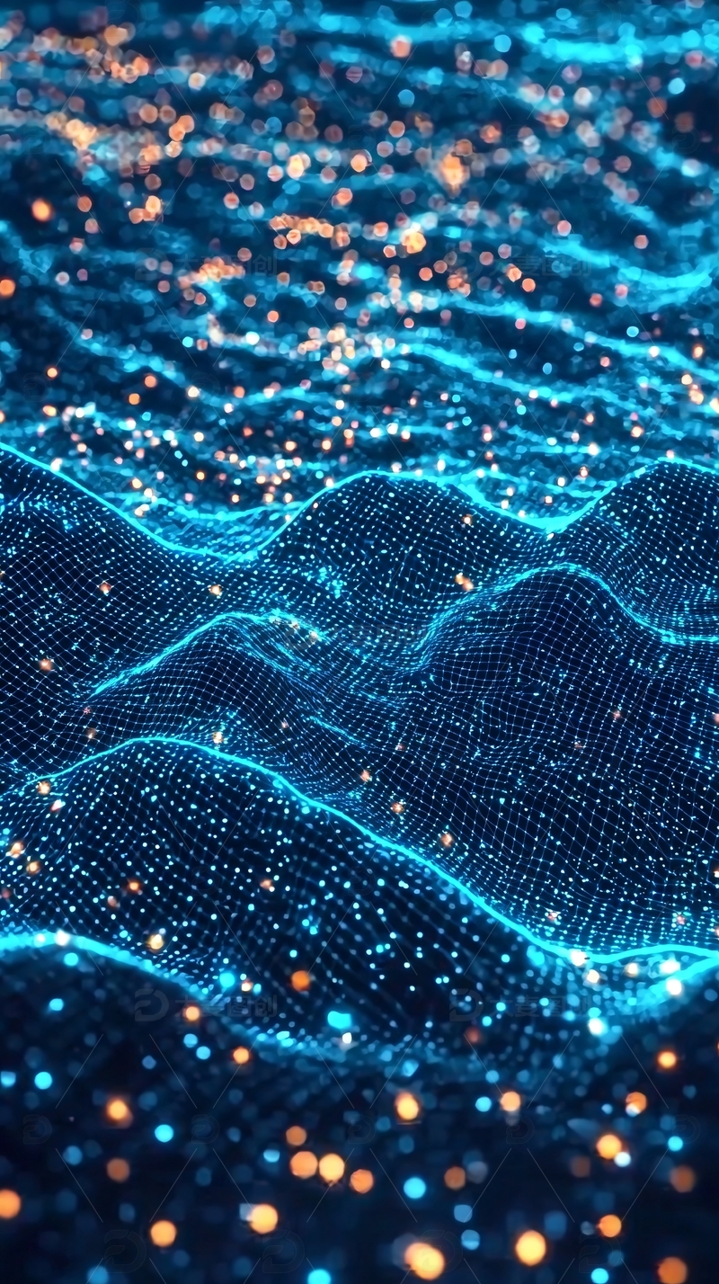 高清大图下载【趣麦麦图】蓝色粒子波浪21