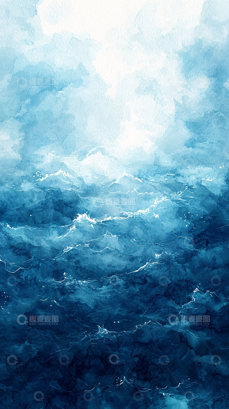 高清大图下载【趣麦麦图】深蓝色波涛汹涌水面