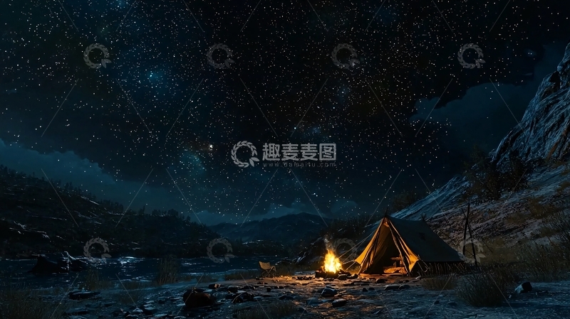 高清大图下载【趣麦麦图】星空下的营地