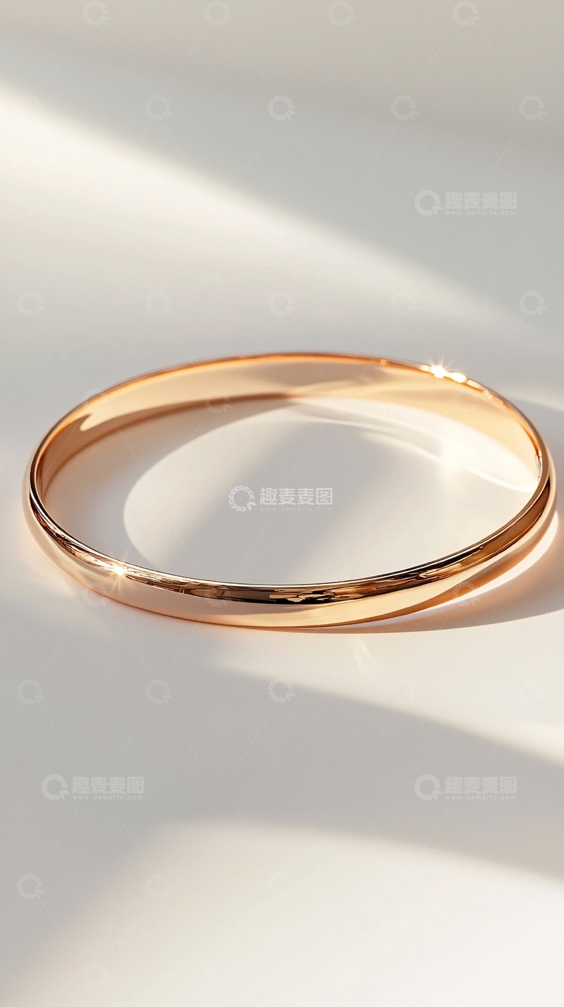 高清大图下载【趣麦麦图】光滑玫瑰金手镯