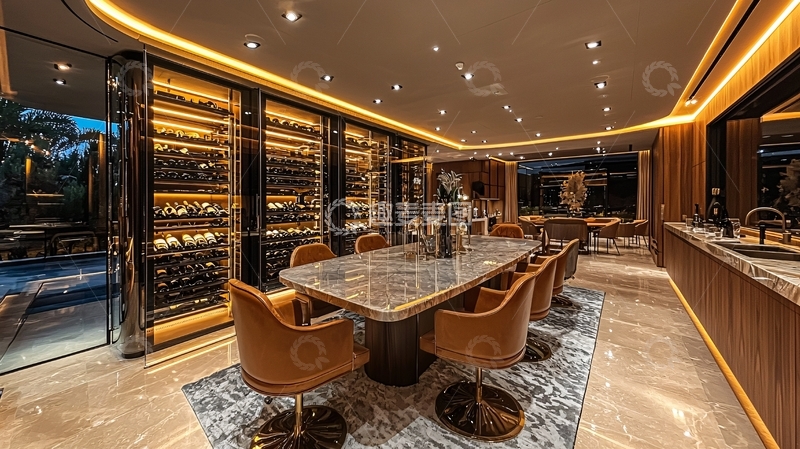 高清大图下载【趣麦麦图】豪华餐厅酒窖一体
