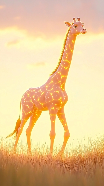 长颈鹿日落剪影