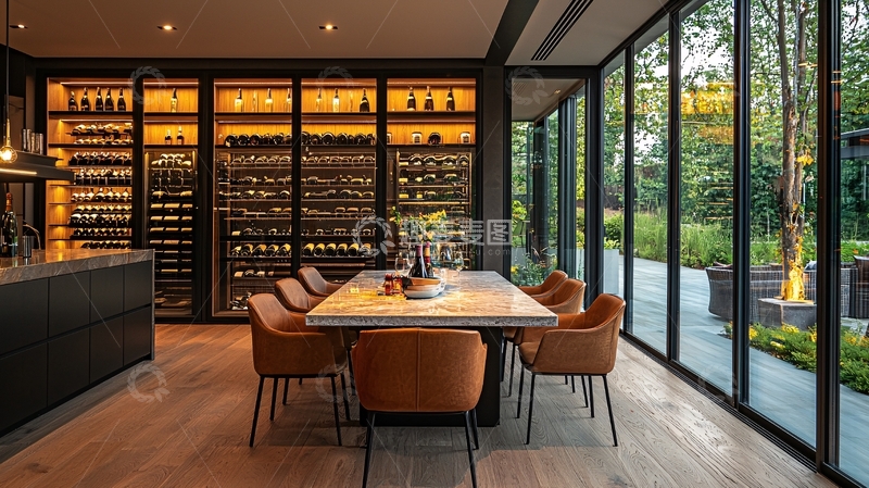 高清大图下载【趣麦麦图】-豪华餐厅与酒窖