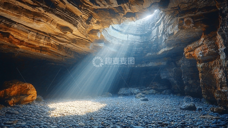 高清大图下载【趣麦麦图】光线穿透岩洞的奇妙景色