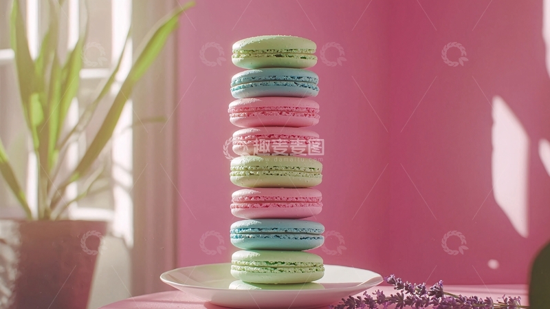 高清大图下载【趣麦麦图】彩色马卡龙塔