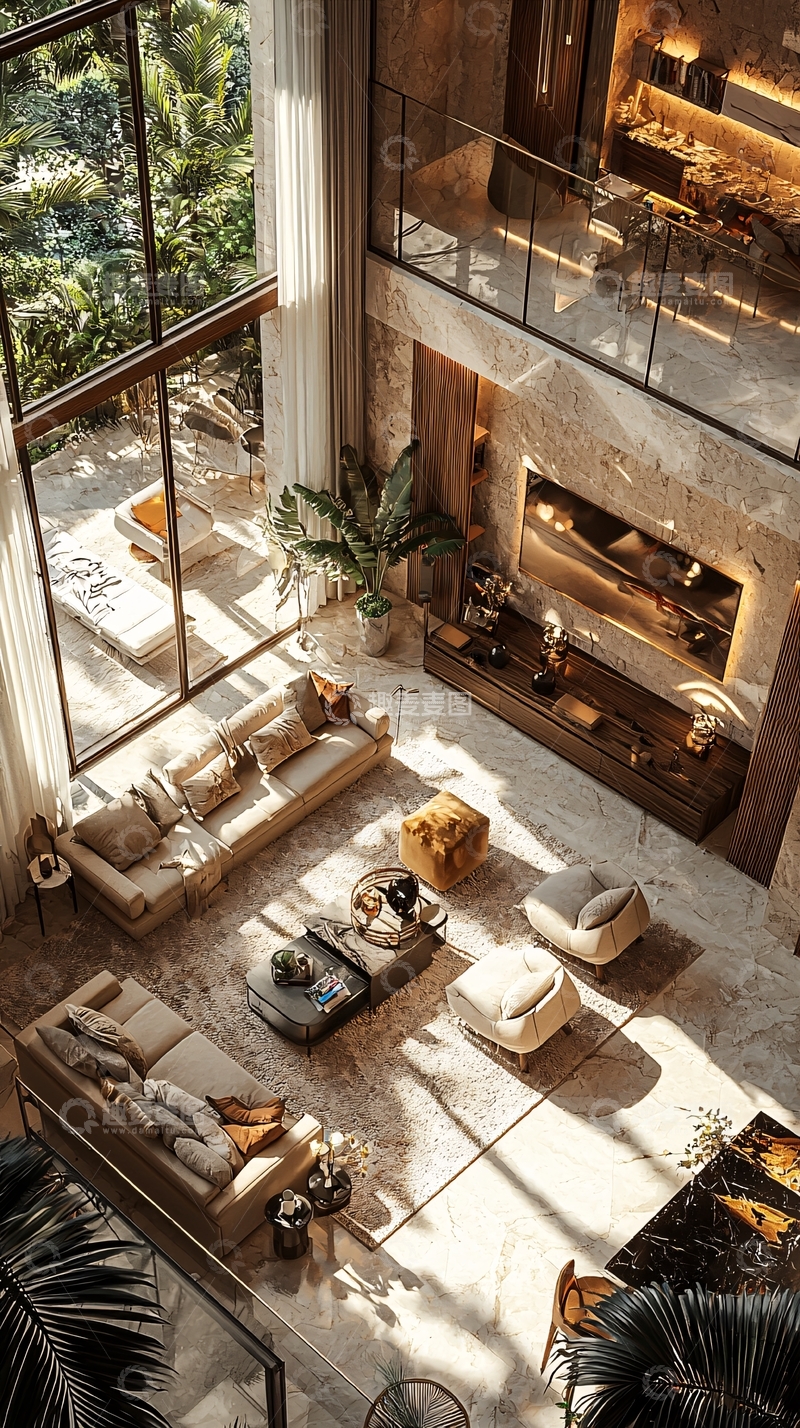 高清大图下载【趣麦麦图】高层别墅客厅俯瞰图