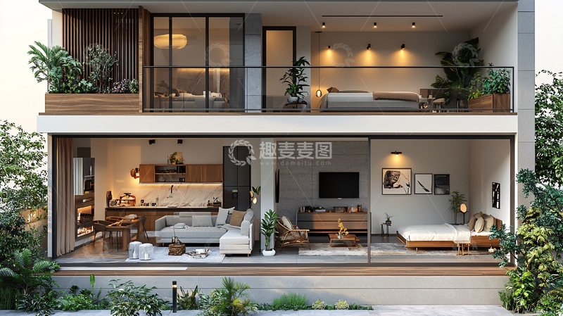 高清大图下载【趣麦麦图】现代简约双层公寓