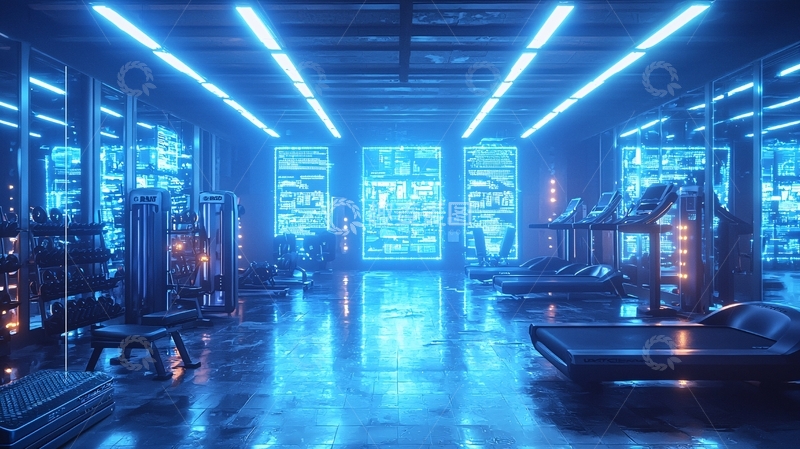 高清大图下载【趣麦麦图】科幻健身房夜景
