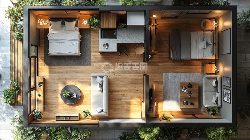 高清大图下载【趣麦麦图】现代简约公寓鸟瞰图