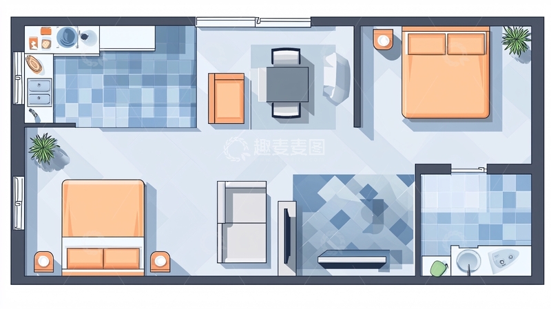 高清大图下载【趣麦麦图】小户型公寓平面图