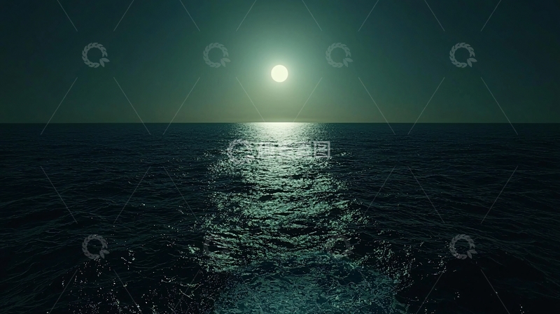 高清大图下载【趣麦麦图】宁静的月光洒在海面上