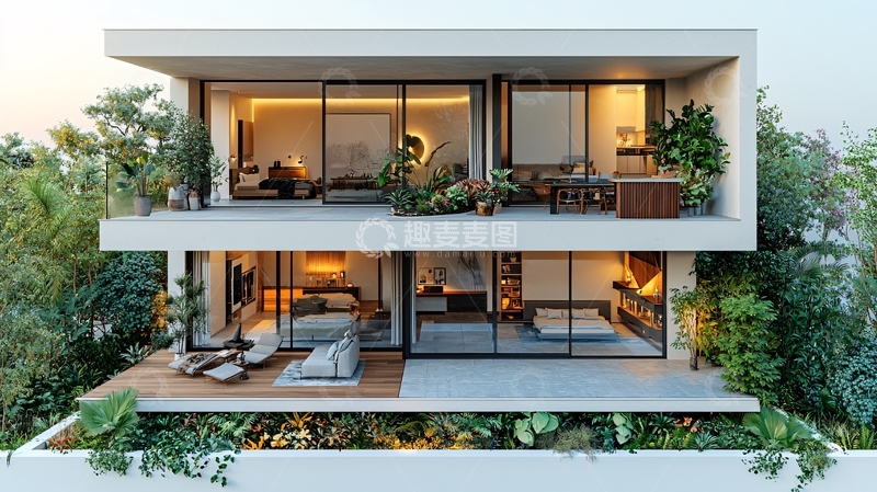 高清大图下载【趣麦麦图】现代简约两层别墅