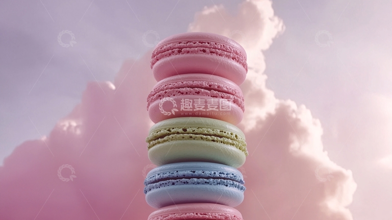 高清大图下载【趣麦麦图】粉色天空下的马卡龙