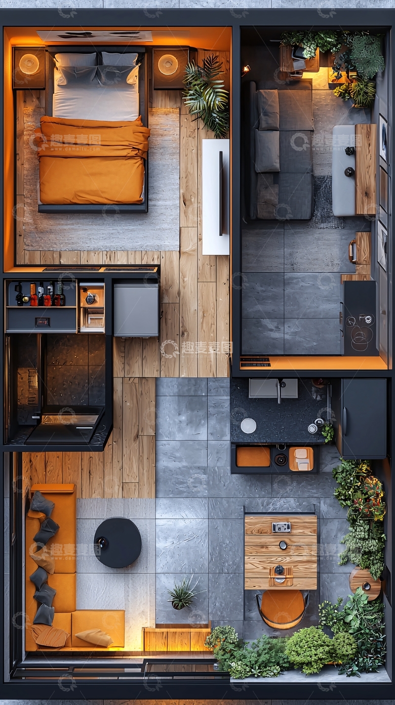 高清大图下载【趣麦麦图】现代简约公寓鸟瞰图