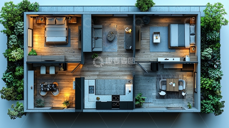 高清大图下载【趣麦麦图】现代简约公寓鸟瞰图