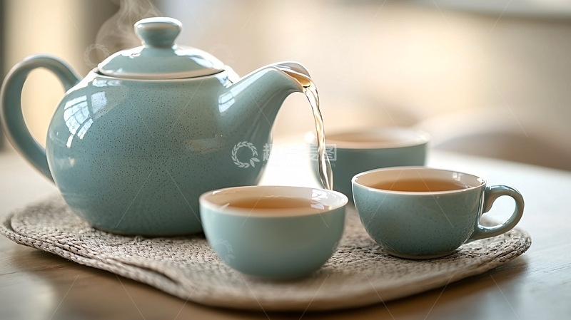 高清大图下载【趣麦麦图】静谧午后茶壶倾倒茶水