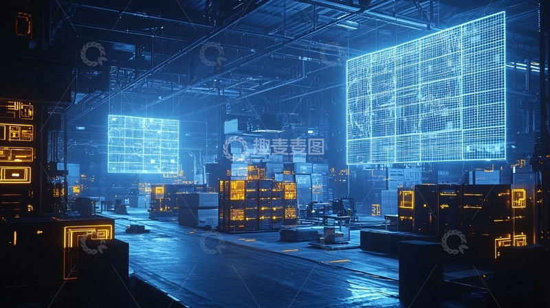 高清大图下载【趣麦麦图】未来仓库夜景