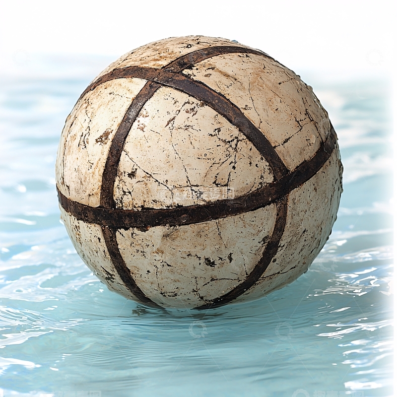 高清大图下载【趣麦麦图】古旧白色皮革篮球