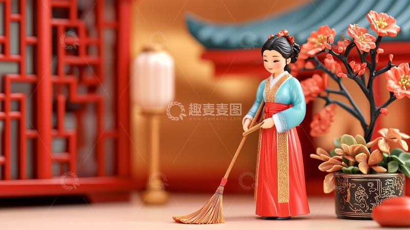 高清大图下载【趣麦麦图】古风庭院小摆件