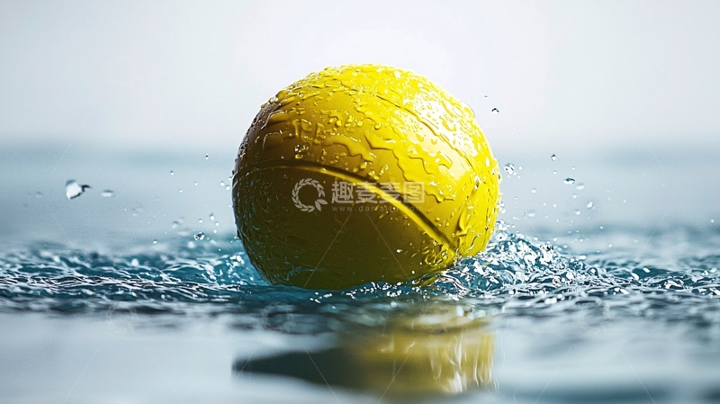 高清大图下载【趣麦麦图】黄色球体落入水中